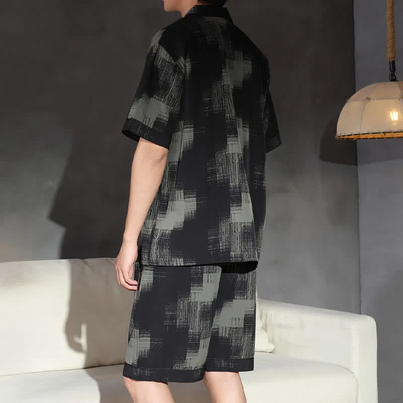 Loungewear-Set in Übergröße mit dunklem, abstraktem Muster