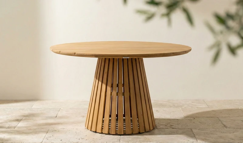 Zeo Living Gartentisch Maringa 120cm rund Teak