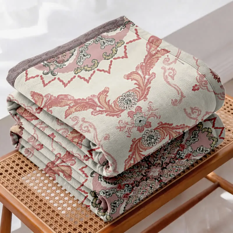 Vintage-Steppdecke aus Baumwollgaze mit aufwendig verziertem Blumenmuster