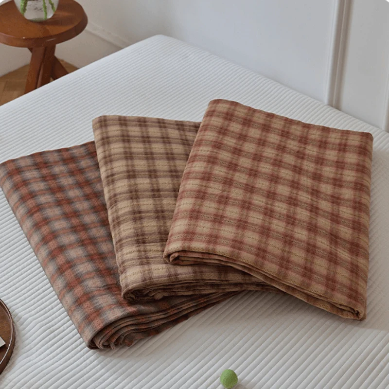 Bettwäsche-Set aus Baumwolle im Retro-Erdton-Karo-Design