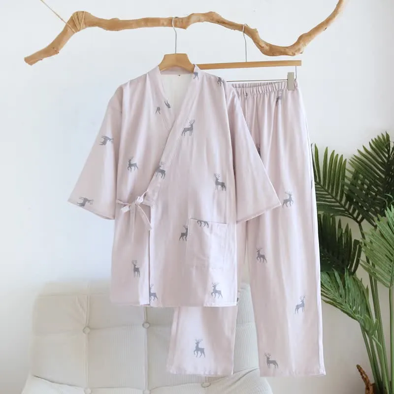 Partner-Loungewear-Set aus Baumwolle mit Hirschmotiv