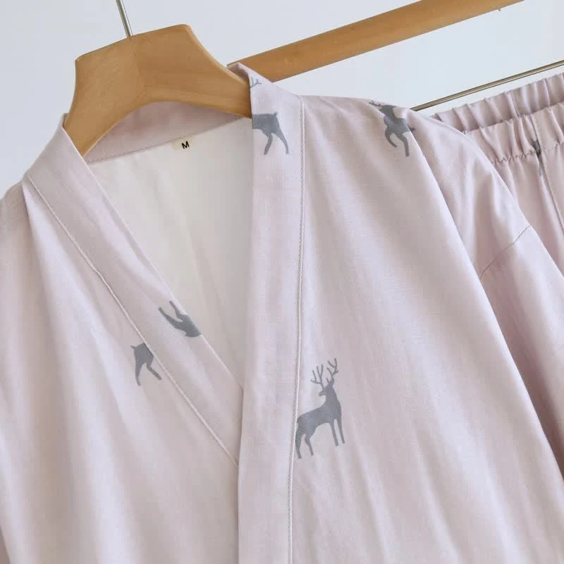 Partner-Loungewear-Set aus Baumwolle mit Hirschmotiv