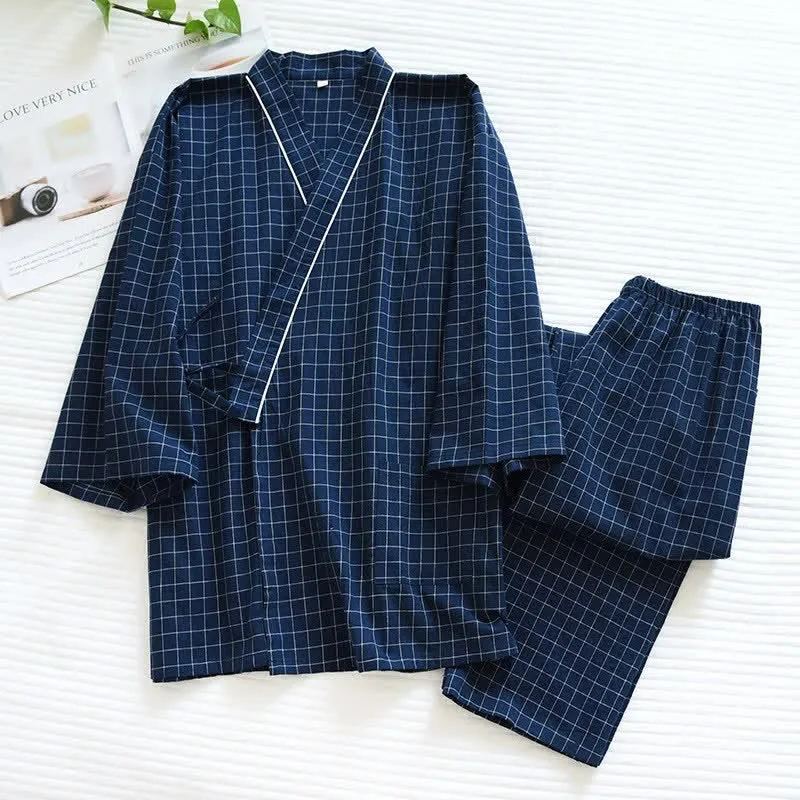 Partner-Pyjamas aus Baumwolle im Kimono-Stil