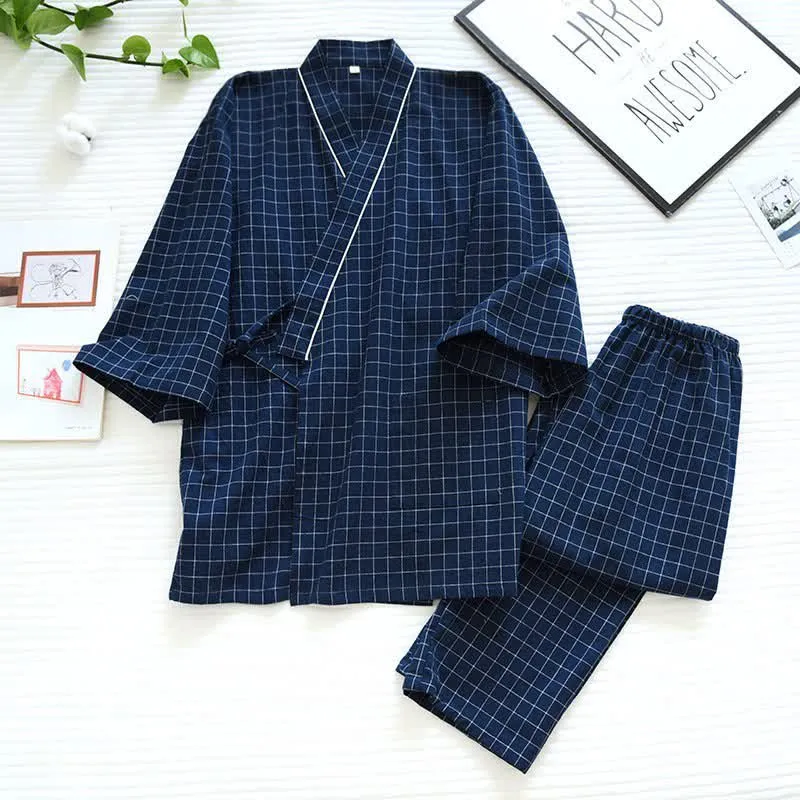 Partner-Pyjamas aus Baumwolle im Kimono-Stil