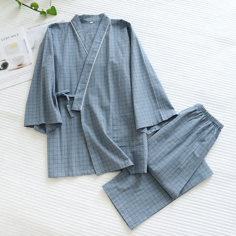 Partner-Pyjamas aus Baumwolle im Kimono-Stil