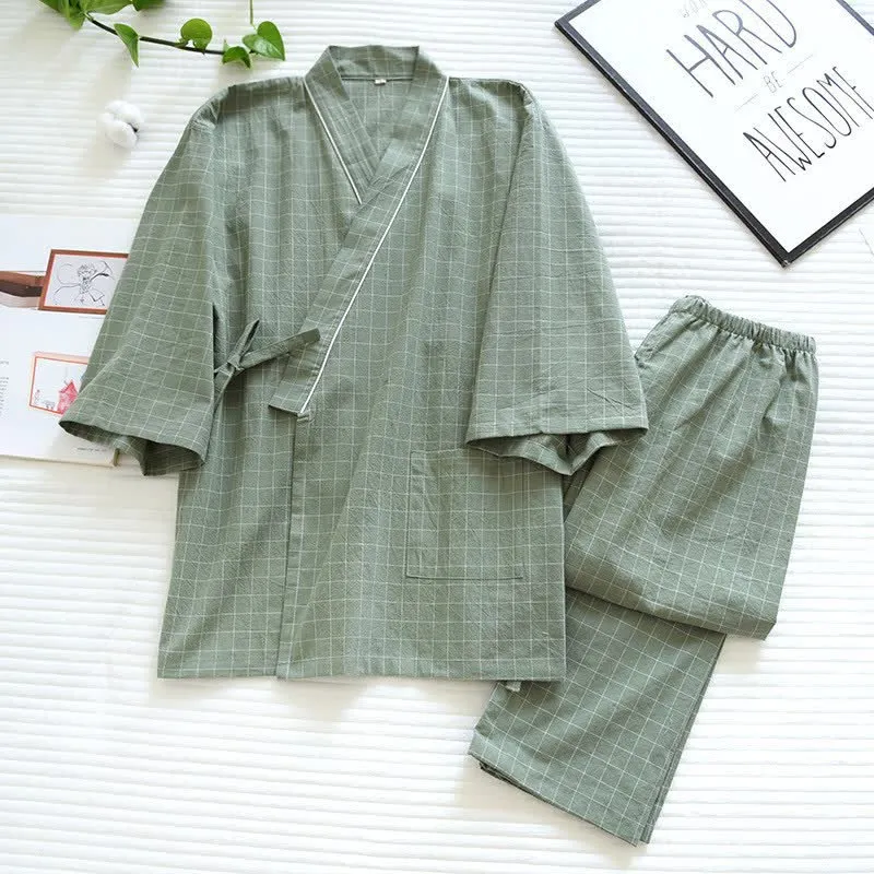 Partner-Pyjamas aus Baumwolle im Kimono-Stil