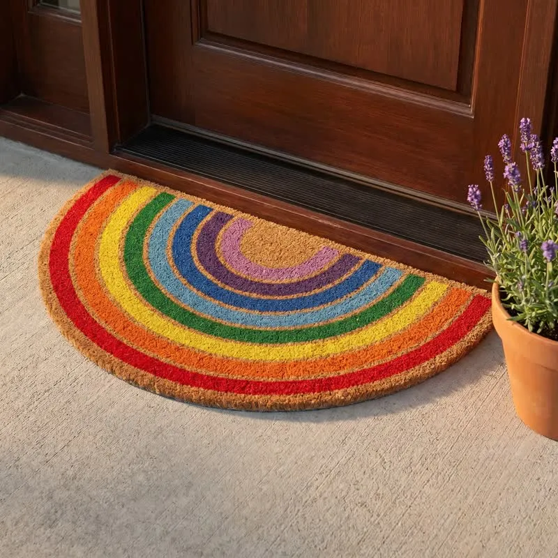 Regenbogenfarbener, rutschfester Eingangsbereichteppich