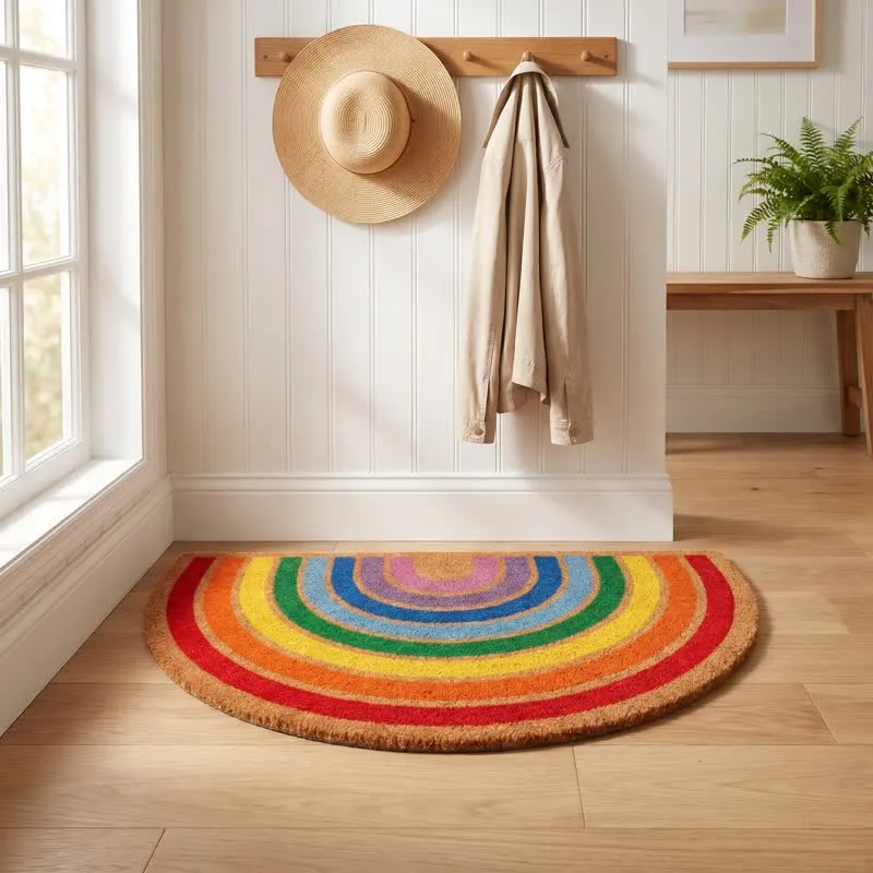 Regenbogenfarbener, rutschfester Eingangsbereichteppich