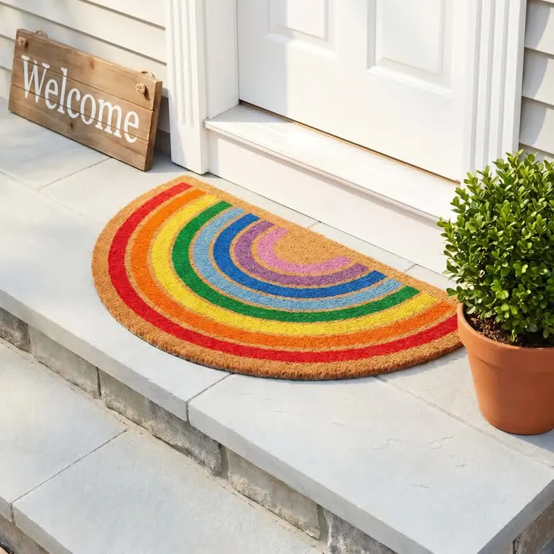 Regenbogenfarbener, rutschfester Eingangsbereichteppich