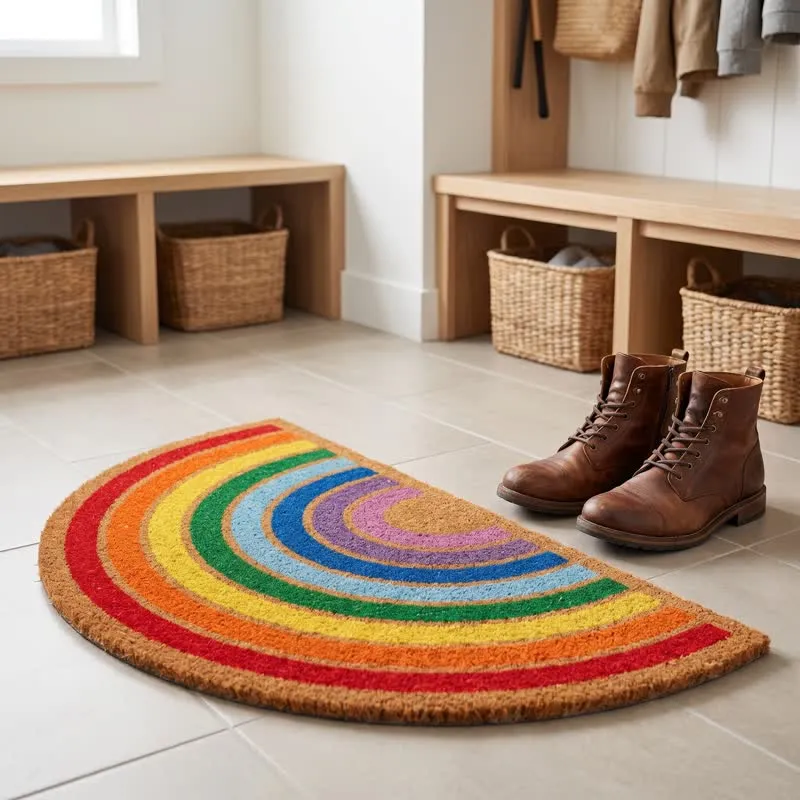 Regenbogenfarbener, rutschfester Eingangsbereichteppich