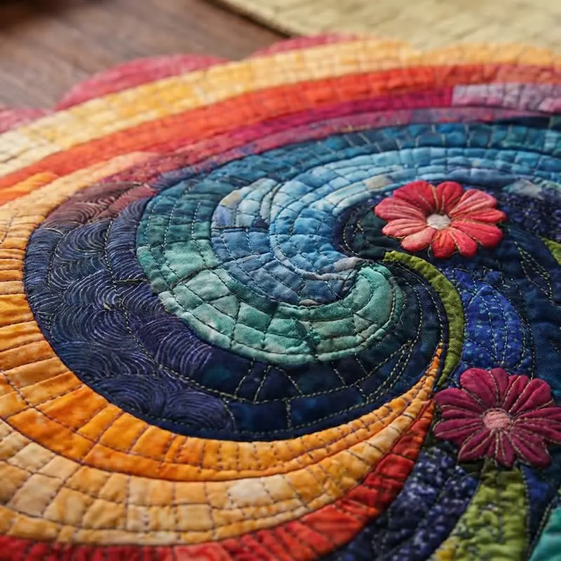 Platzset aus Polyester mit Regenbogenwirbel im Boho-Stil