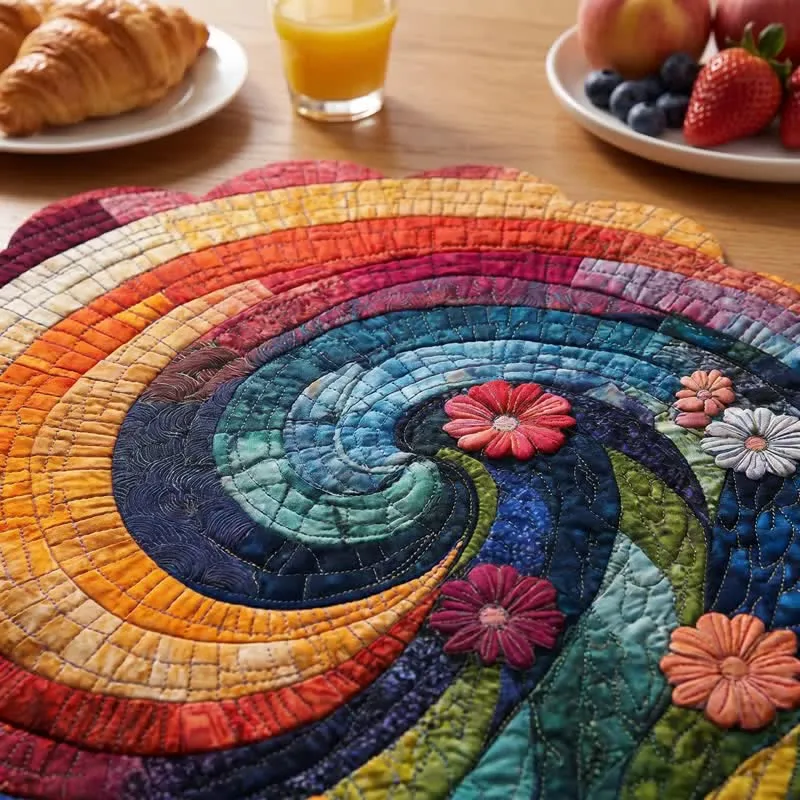 Platzset aus Polyester mit Regenbogenwirbel im Boho-Stil
