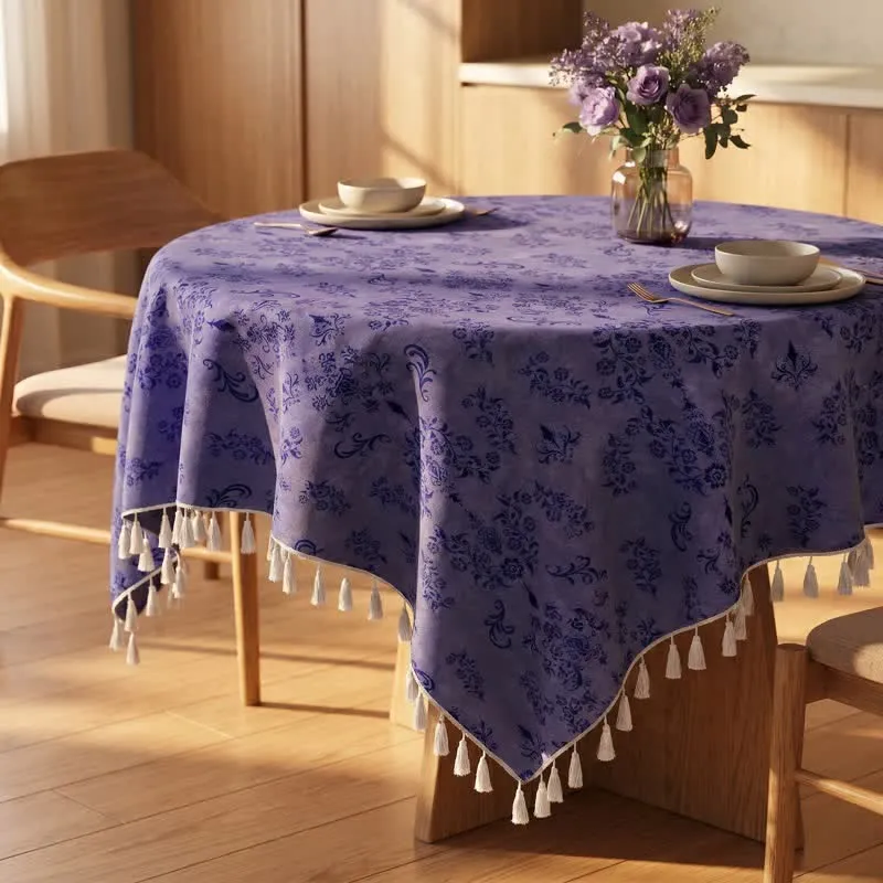 Vintage Tischdecke mit Astblatt-Quasten