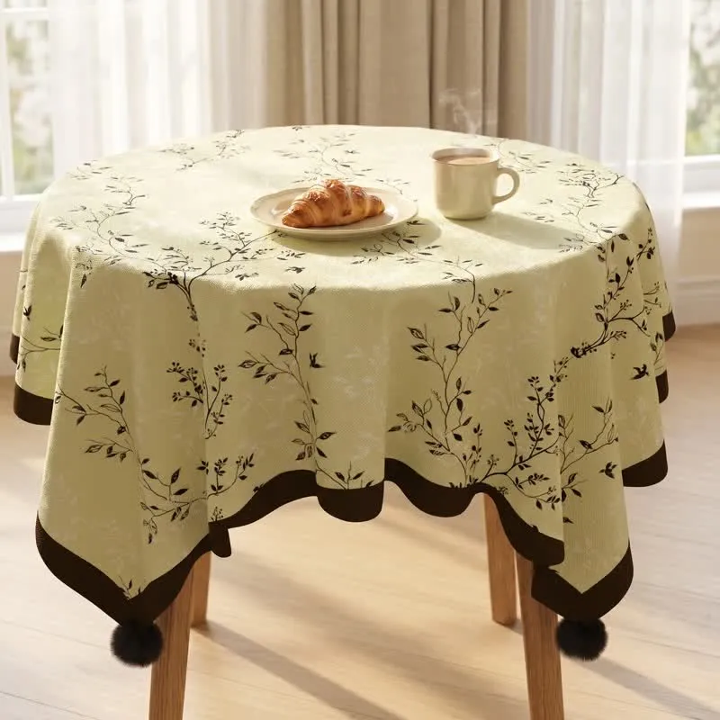 Tischdecke im rustikalen Stil mit botanischem Quastenmuster