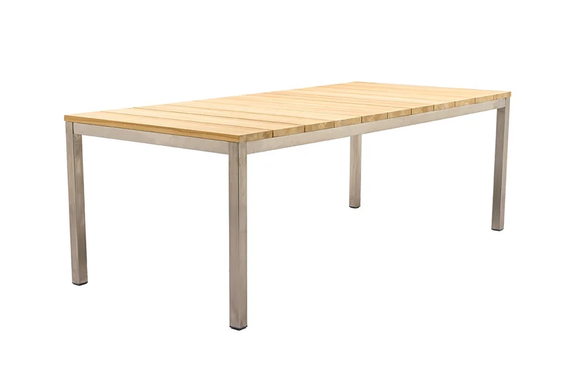 Zeo Living Gartentisch Liverpool 220 x 100cm Teak/Edelstahl
