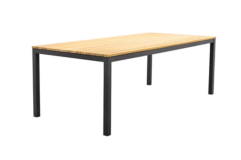 Zeo Living Gartentisch Monaco 220 x 100 Teak/Edelstahl pulverbeschichtet