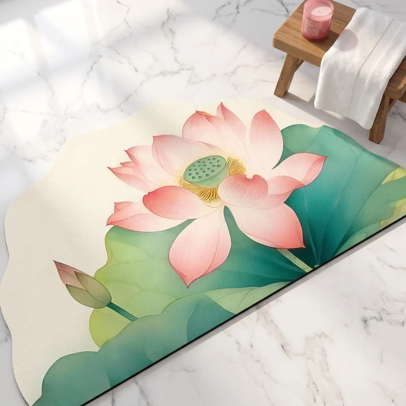 Orientalischer Lotusblumen-Badezimmerteppich