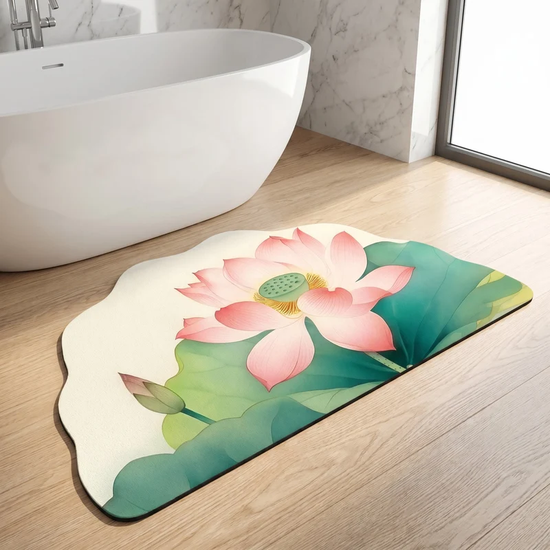 Orientalischer Lotusblumen-Badezimmerteppich