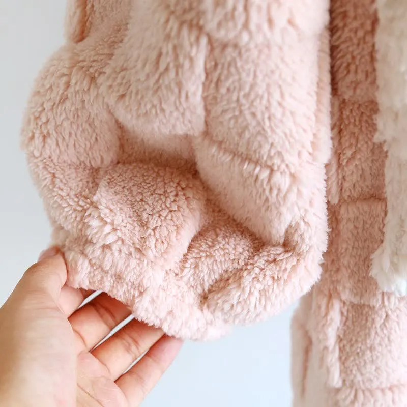 Partner-Bademantel aus Flanell mit Kapuze und Karomuster