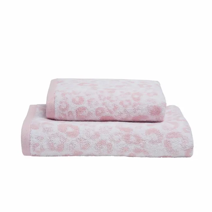 Zeo Living Frottiertuch Set Leopard Pink