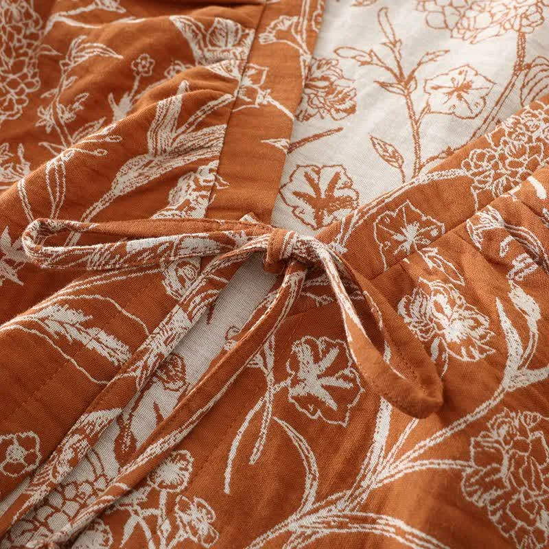 3-teiliger Pyjama-Satz aus reiner Baumwolle mit Blumenmuster