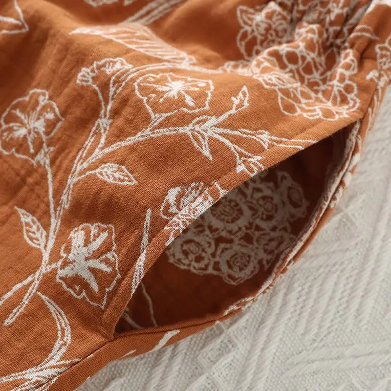 3-teiliger Pyjama-Satz aus reiner Baumwolle mit Blumenmuster