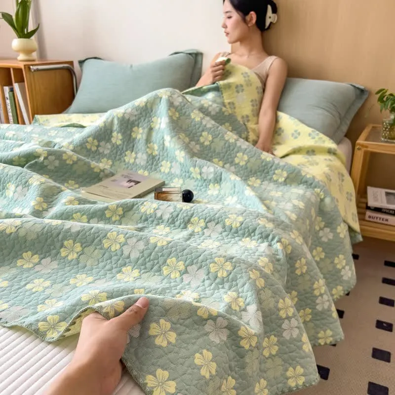 Dreifach-Gaze-Baumwollquilt mit vierblättrigem Kleeblattmuster