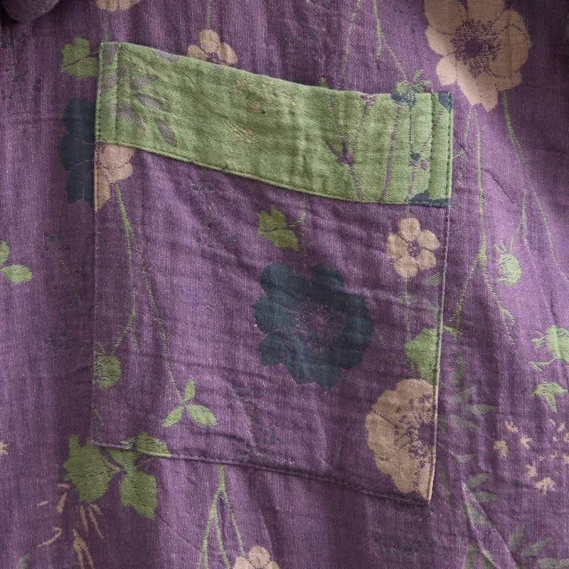 Kimono-Bademantel aus Bio-Baumwolle mit Gartenblumenmuster