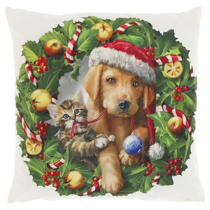 Unique Living Weihnachts-Kissen Hunde 45x45cm
