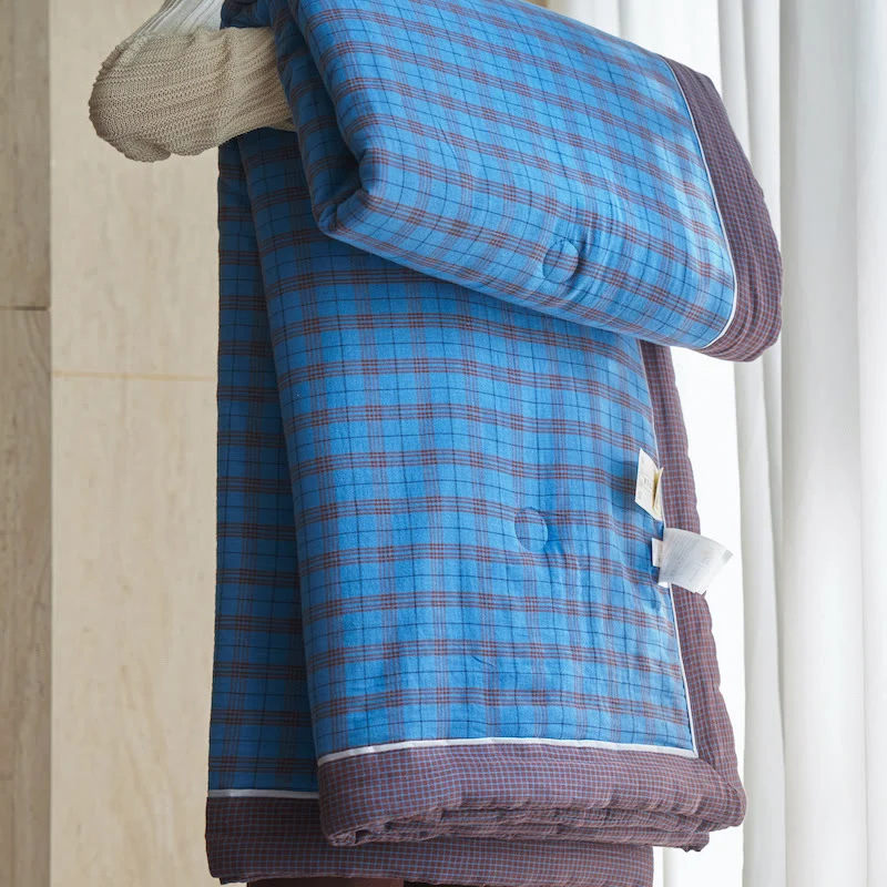 Vichy-Karo-Steppdecken-Set aus reiner Baumwolle