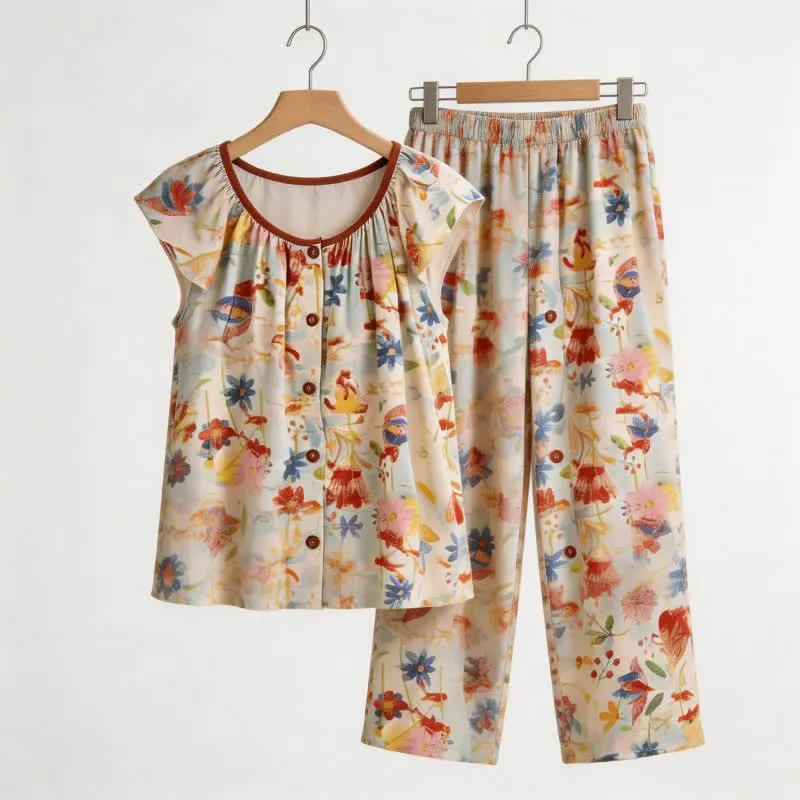 Loungewear-Set im rustikalen Stil mit Blumenmuster