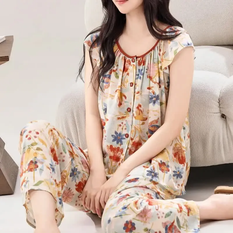 Loungewear-Set im rustikalen Stil mit Blumenmuster