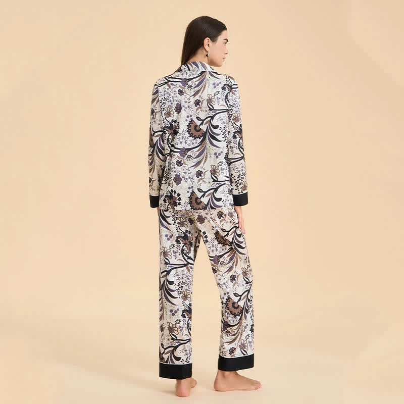 Vintage-Pyjama-Set mit Ranken- und Blumenmuster