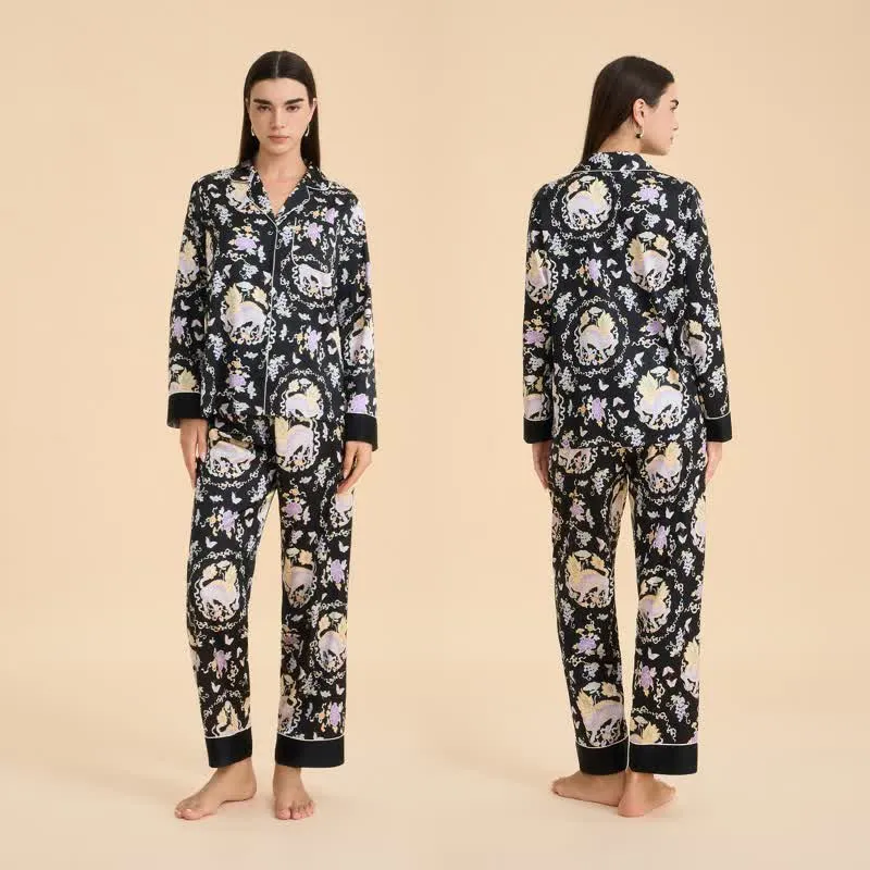 Pyjama-Set mit orientalischem Qilin-Print