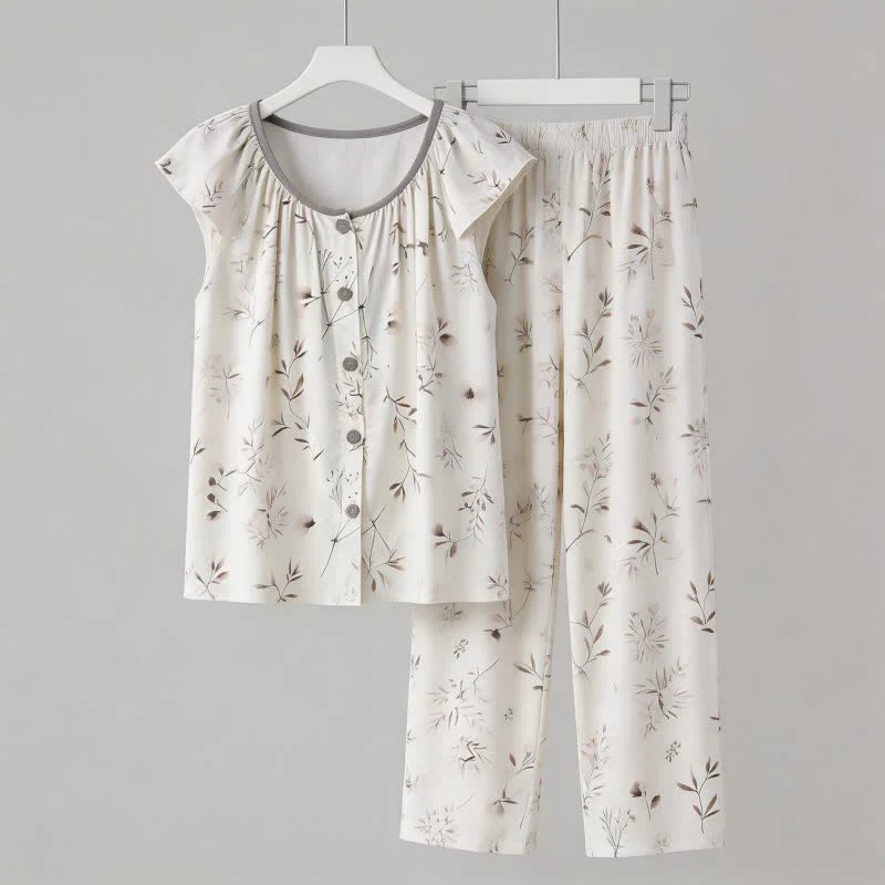 Elegantes Loungewear-Set mit Knopfleiste in Astform