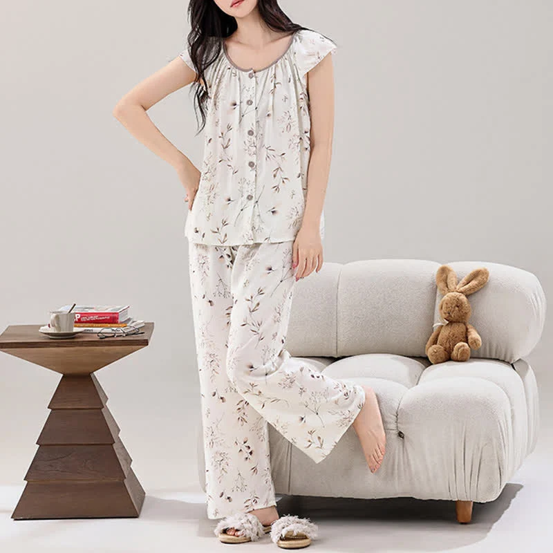 Elegantes Loungewear-Set mit Knopfleiste in Astform