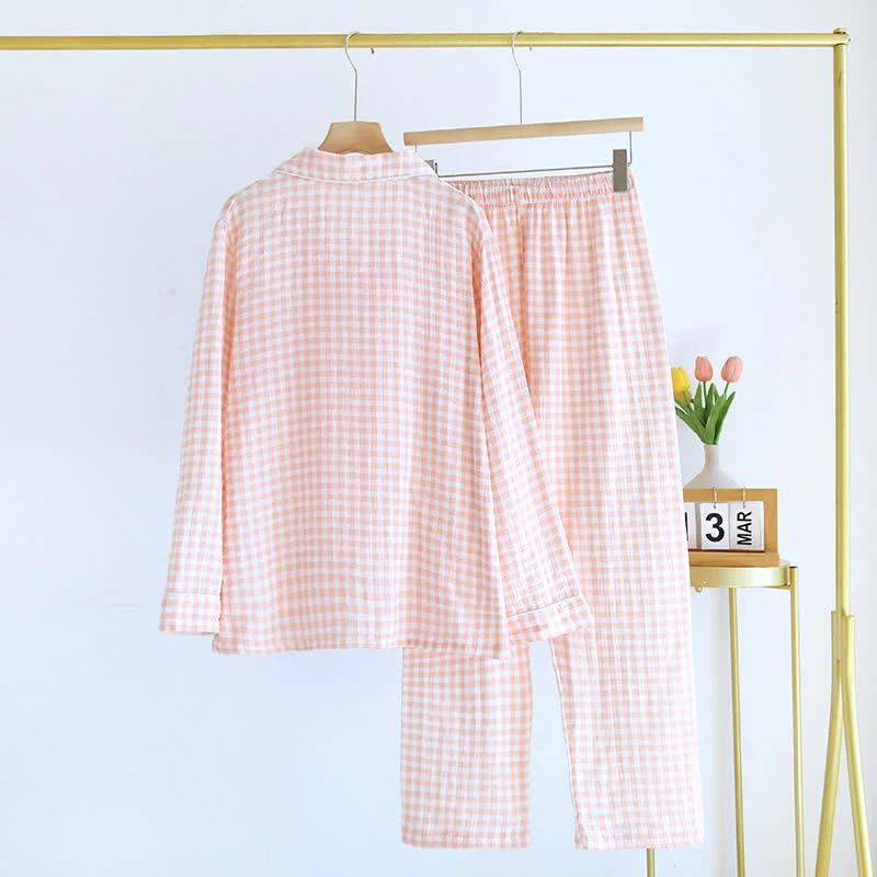 Gingham-Pyjama-Set aus reiner Baumwolle