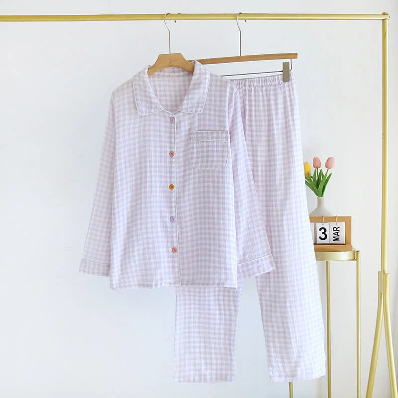 Gingham-Pyjama-Set aus reiner Baumwolle