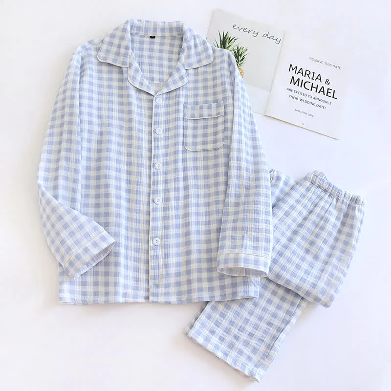 Partner-Pyjamas aus kariertem Baumwollgaze