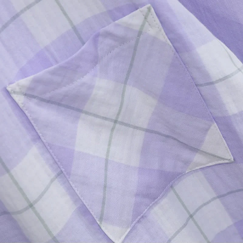 Pyjama-Set aus kariertem Baumwollgaze mit Knopfleiste