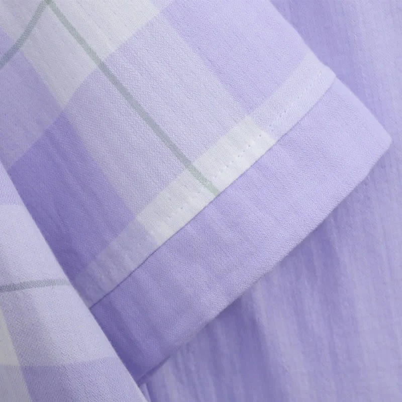 Pyjama-Set aus kariertem Baumwollgaze mit Knopfleiste