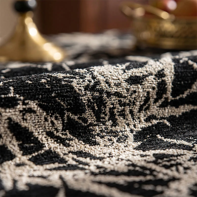Vintage-Tischdecke aus Bambus-Jacquard mit Quasten