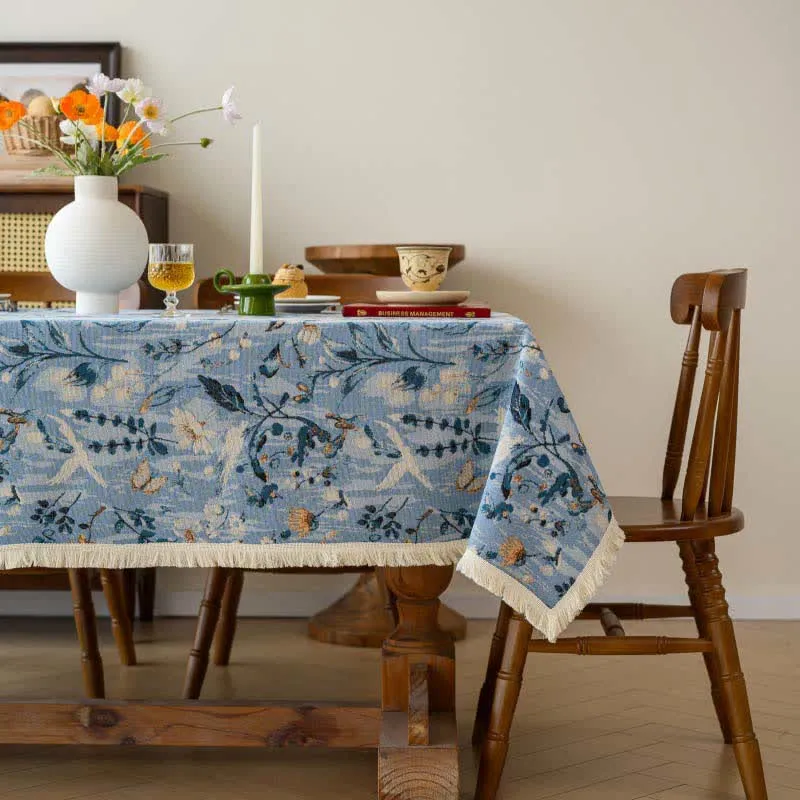 Tischdecke mit Jacquard-Motiv „Ruhiger Garten“ (Ölgemälde)