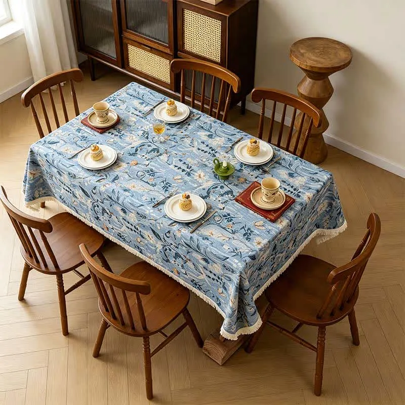 Tischdecke mit Jacquard-Motiv „Ruhiger Garten“ (Ölgemälde)