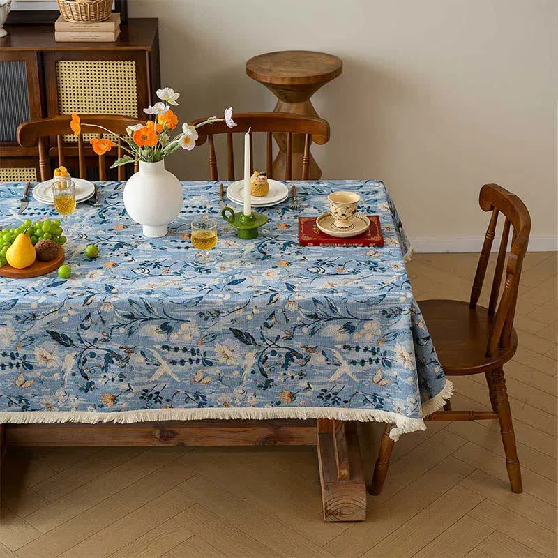 Tischdecke mit Jacquard-Motiv „Ruhiger Garten“ (Ölgemälde)