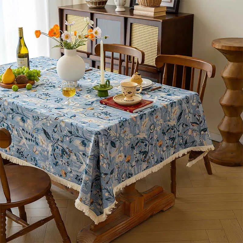 Tischdecke mit Jacquard-Motiv „Ruhiger Garten“ (Ölgemälde)