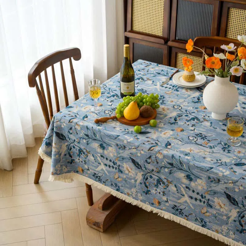 Tischdecke mit Jacquard-Motiv „Ruhiger Garten“ (Ölgemälde)