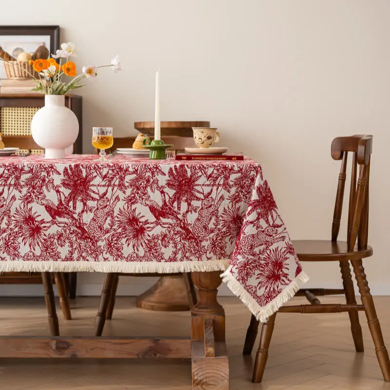 Rechteckige Tischdecke mit Dschungel- und Leopardenmuster