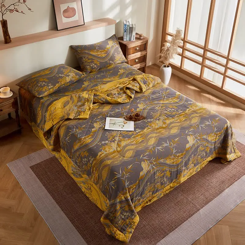 Baumwollgaze-Berg- und Bambus-Jacquard-Steppdecke