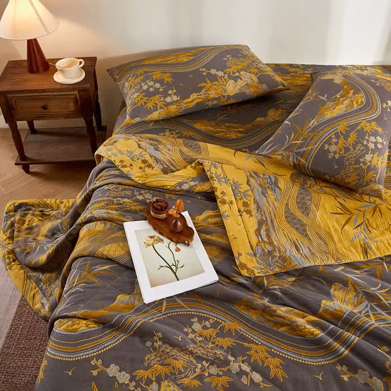 Baumwollgaze-Berg- und Bambus-Jacquard-Steppdecke